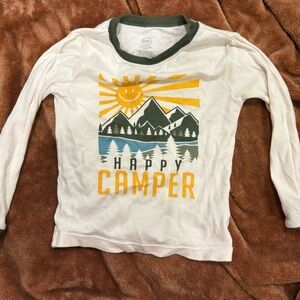 Happy Camper Kids Long Sleeve Shirt - White and Green